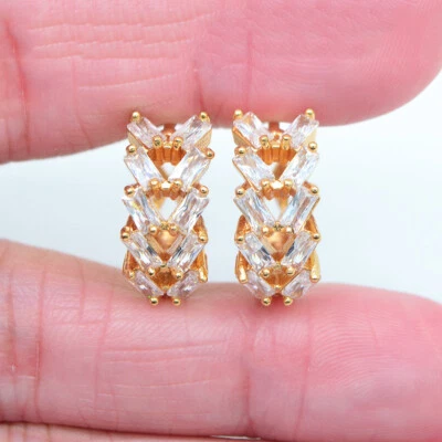 18K Yellow Gold Filled Fashion Luxury Clear Mystic Topaz Hoop Huggie Earrings - Image 1 of 2