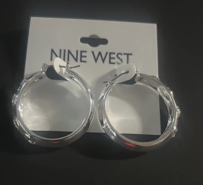 Pendientes de aro para mujer NUEVO tono plata NINE WEST pendientes perforados Foto 1 de 4