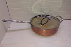 Cuisinart 10" Skillet Copper Stainless Saute Pot 3.5 Qt Frying Pan Saute Pot Lid - Picture 1 of 9