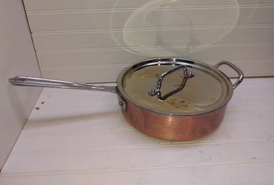 Cuisinart 10" Skillet Copper Stainless Saute Pot 3.5 Qt Frying Pan Saute Pot Lid - Image 1 of 4