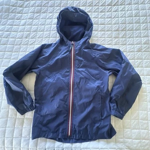 LL BEANS Rain Jacket Kids 10 Blue Hooded Windbreaker Nylon Outdoor 233155 - Picture 1 of 9