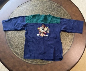 Vintage 1992 Tazmanian Devil Football Jersey Style T-Shirt, Embroidered, Kids Lg - Picture 1 of 5