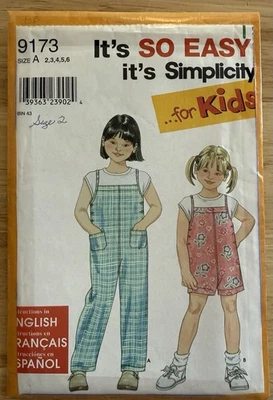 Simplicity Pattern 9173 Child’s Overalls & Knit Top Cut Complete To Size 2 - Image 1 of 4