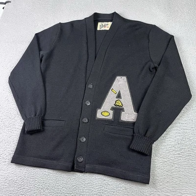 Cárdigan Dehen De colección Para Hombres 44 Negro Tejido Lana Colegial Letterman Hiedra Suéter Foto 1 de 4