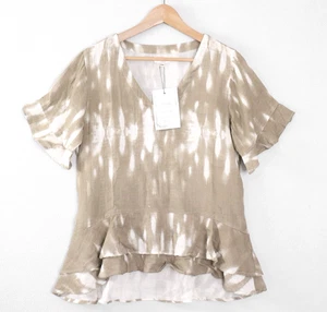 Camiseta Imagine Mujer Talla S M Caqui Beige Blanco Lagenlook Volantes Boho - Imagen 1 de 13