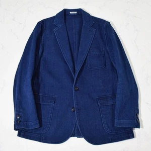 BLUE BLUE Japan Indigo Sashiko 3B Blazer Jacket Size S Hon-Ai Made in Japan - Picture 1 of 16