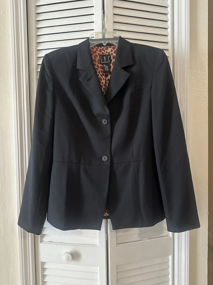 Chaqueta INC International Concepts Negra Talla 10 Traje Blazer Carrera Lana Foto 1 de 4