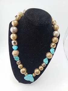 Native Made Turquoise, Indian And Navajo Pearls Necklace - Picture 1 of 3