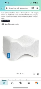 Luna Memory Foam Knee Pillowfor Sciatica Relief, Back Pain, Leg Pain, Pregnancy - Picture 1 of 3