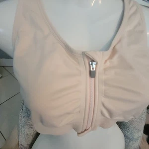 Sujetador deportivo beige grande inalámbrico sin relleno cierre frontal - Imagen 1 de 5