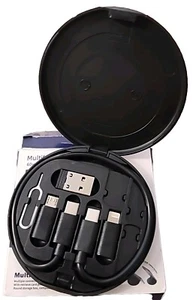 NEUF - Câble de données de charge rapide type C, plusieurs connecteurs, boîtier noir - Photo 1 sur 4