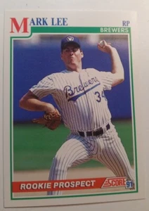 1991 Score Mark Lee RC Rookie Prospect Milwaukee Brewers #372 - Picture 1 of 2