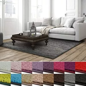 Shaggy Teppich Barcelona Hochflor Langflor Wohnzimmer einfarbig / Rund Teppiche - Bild 1 von 72