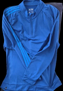 Adidas Golf Men's 1/4 Zip Pullover 3 Stripe Long Sleeve Cyan Blue size 2XL - Picture 1 of 4