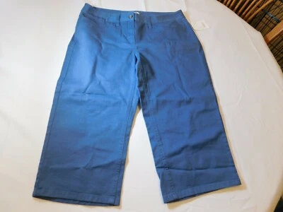 Liz & Company Capri 裤子弹力 10 码 Misses 女式蓝色 Feel the Heat 全新带标签 — 第 1/4 张图片