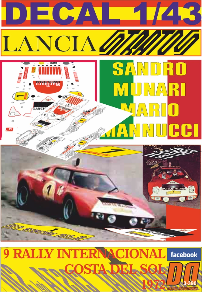 DECAL 1/43 LANCIA STRATOS HF S.MUNARI R.COSTA DEL SOL 1972 DnF (08) - Image 1 of 1