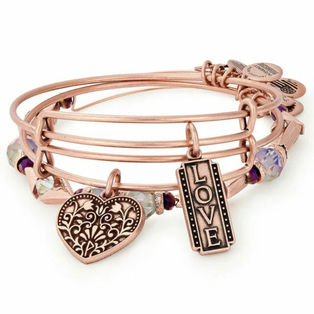 ALEX AND ANI Love Women's Bracelet Set - Rafaelian Antique Rose