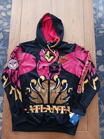 BNWT Starter Black Label Atlanta Hawks Hoodie All Over Print AOP Dbl Sided Large Cover