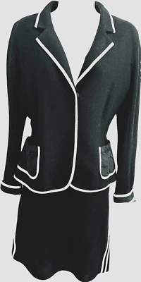 Lida Baday Elegant Skirt/Jacket Suit Black made in Canada Retail $ 979.87 - Image 1 of 4