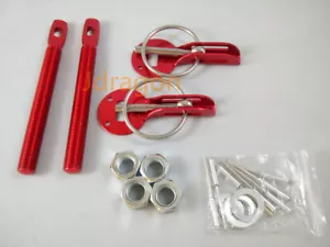 Kit universal de pines de cierre con capucha abatible de montaje de aluminio JDM rojo - Imagen 1 de 1