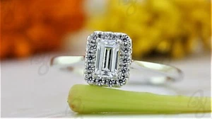 Emerald Cut Wedding Anniversary Promise Ring Christmas Gift for Love S925 Silver - Picture 1 of 8