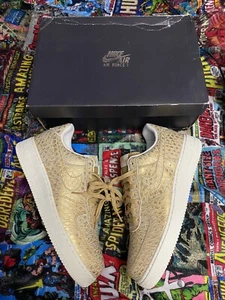 Nike Air Force 1 Low 07 LV8 Rare Gold Snakeskin Shoes Men’s Size 10.5 - Picture 1 of 5