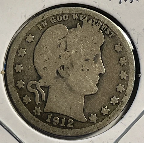 1912-S Barber Quarter - 90% Silver - Free Delivery - P3-8 Cover