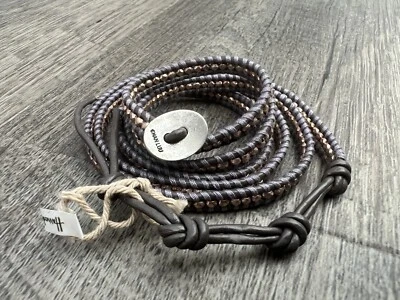 NUEVO Chan Luu Pulseras Envoltura Oro Rosa Pepitas 5 Envolturas Pulsera Cuero Púrpura Gra Foto 1 de 4