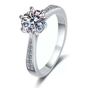 Women 925 Sterling Silver Classical 0.8 Carat Simulated Diamond Wedding Ring C12 - Picture 1 of 6