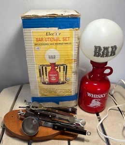 VINTAGE NEW IN BOX ELECTRIC BAR - WITH 6 PIECES UTENSIL SET WITH STAND -WHISKEY - Picture 1 of 9