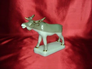 Porzellan Figur Elch Polonne Kunst Keramik Pflanze ZHK UdSSR 80er Jahre - Bild 1 von 5