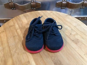 Cole Haan Grand.OS Oxford Infant Shoe US 3 Navy Blue Red Leather Suede - Picture 1 of 8