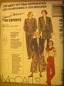 UNCUT Sewing Pattern 1992 McCALL'S 10,12,14 JACKET Lining CULOTTES 6176 [Z180] - Picture 1 of 1