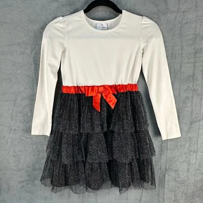 Hanna Andersson Dress Girls 10 Black Metallic Ruffle Tiered Skirt Holiday Party - Image 1 of 4