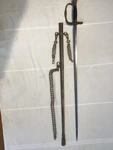 US M1860 Staff & Field Sword by Harding with Silver Belt Chains (Price Reduced) - Picture 1 of 12