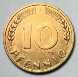 1949 J GERMANY 10 PFENNIG COIN Low Circulated. Bx11.34 - Picture 1 of 2