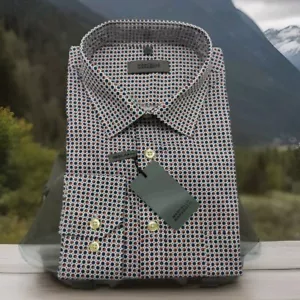 Camisa manga larga MARCELLO MARABOTTI talla L 41/42 colorido patrón cuello Kent ajuste regular - Imagen 1 de 5