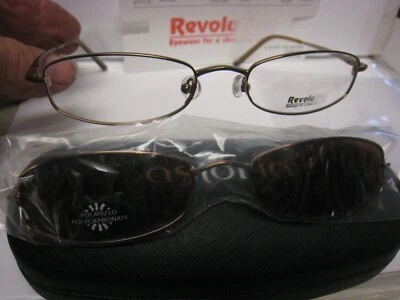 NEW Revolution Eyeglass Frame W/ Magnet sun shade REV 563  PPEC 52-18-140 w/case - Image 1 of 4