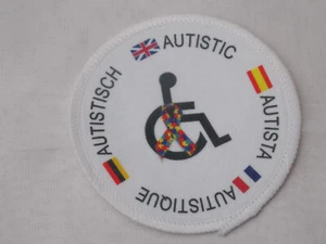 Personalised sew on patch 8cm / badge round with white border ideal for clubs - Picture 1 of 4
