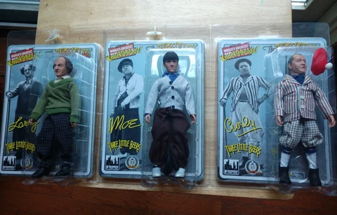 Three Stooges 8 Inch Action Figures: Three Little Beers Moe, Larry, Curly Set Cover