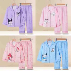 Pajamas Set Kuromi Cinnamoroll Pochacco Sleepwear Milk Silk Kids Clothes - Picture 1 of 48