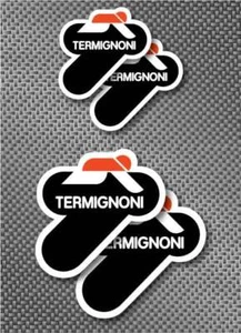4 pegatinas con logotipo de calcomanías negras Termignoni 3,5"" 2,5"" de alto RSV, GSXR, ZXR, MOTOGP - Imagen 1 de 1