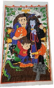 Vintage Halloween Door Cover Decor Glow In Dark Haunted House Hanging Tapestry - Picture 1 of 24