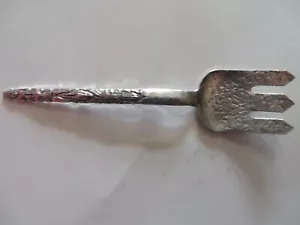 Antique Sterling Silver Alaska Collector Souvenir FORK Totem Pole Hand Hammered - Picture 1 of 6