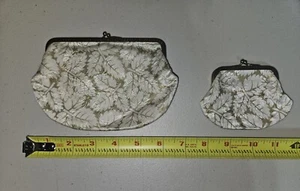 Set Of Vintage Leaf And Floral Satin Clasp Change Purses - Picture 1 of 16