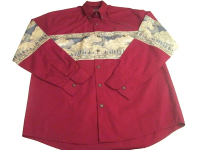 Camisa Buffalo Country Western Wear De Colección Años 90 Para Hombre XL Roja Estampado Envolvente L/S Foto 1 de 4