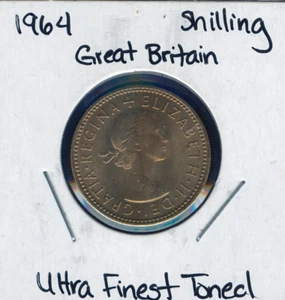 1964 Great Britain Shilling Ultra Finest Quality Red Exact Coin Sku: World #284 - Picture 1 of 2