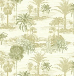 Green Palm Trees with a Sheen Background on Unpasted 27" Wallpaper VL71304 - Picture 1 of 2