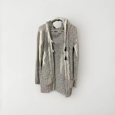 DECREE CÁRDIGAN SUÉTER MUJER M GRIS PLATA ACOGEDOR TEJIDO CON CAPUCHA Foto 1 de 4