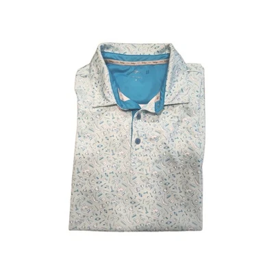 Мужская рубашка для гольфа Walter Hagen 11 Major's XL с синим и белым принтом короткий рукав - Изображение 1 из 4